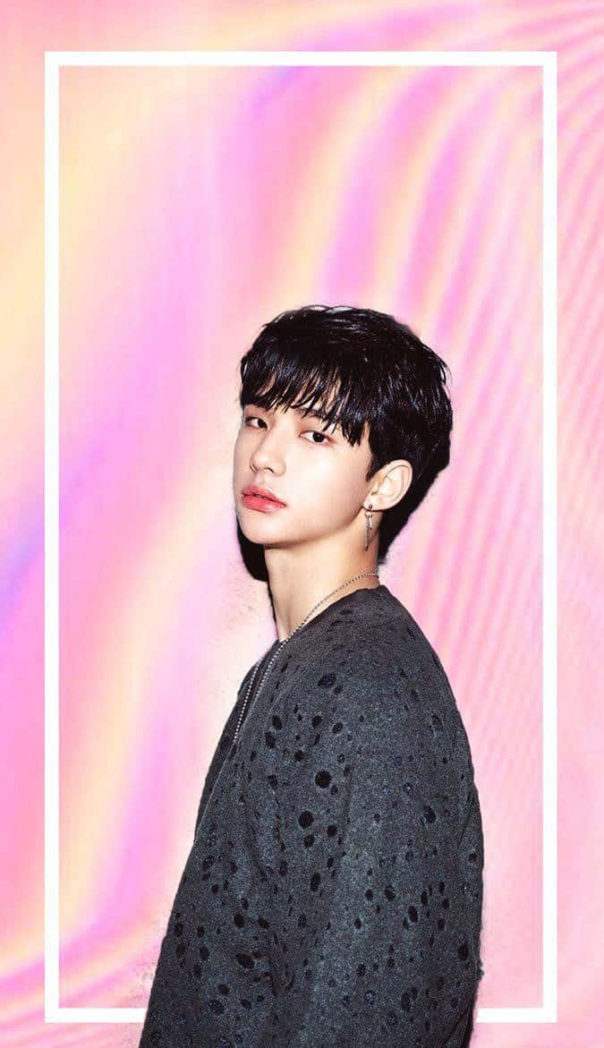 South Korean Rapper Hyunjin Pastel Gradient Design Background