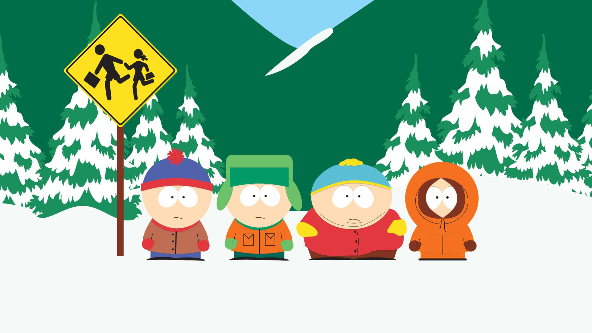 South Park Characters At Bus Stop Background