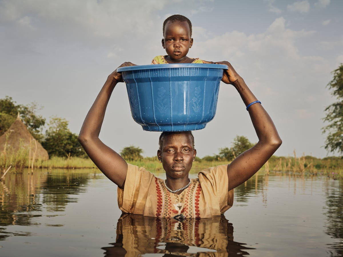 South Sudan Blue Bucket Child Background