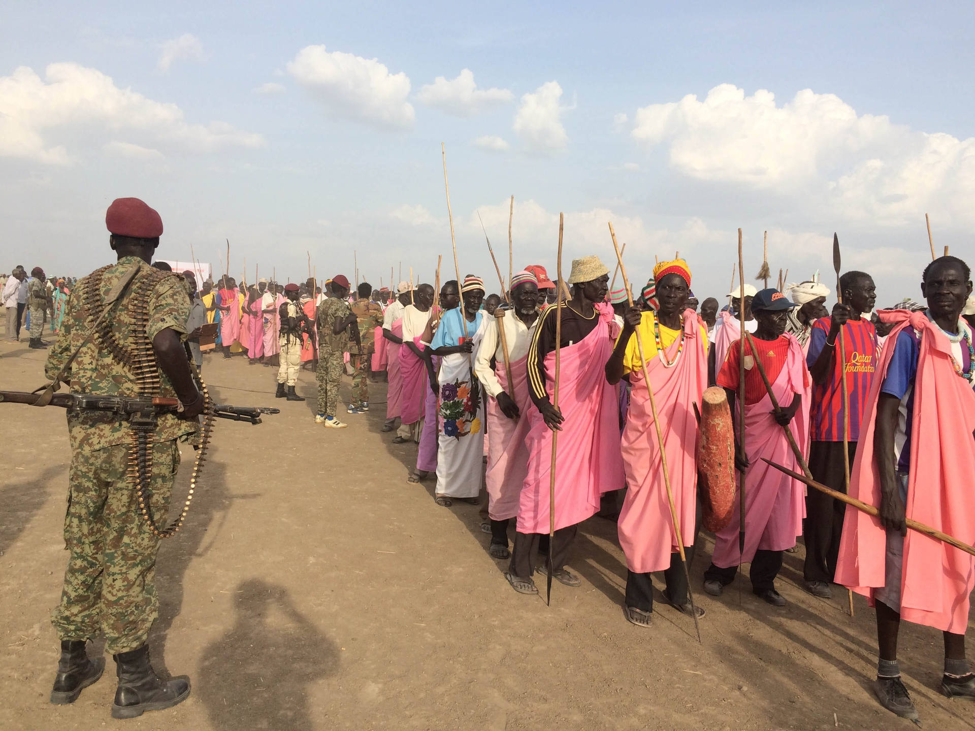 South Sudan Soldier In Vibrant Pink Clothing