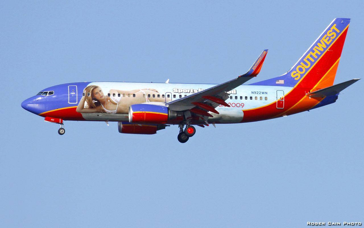 Southwest Airlines Aircraft In Midair Background