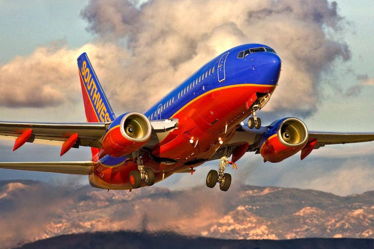 Southwest Airlines Airplane Clouds Background