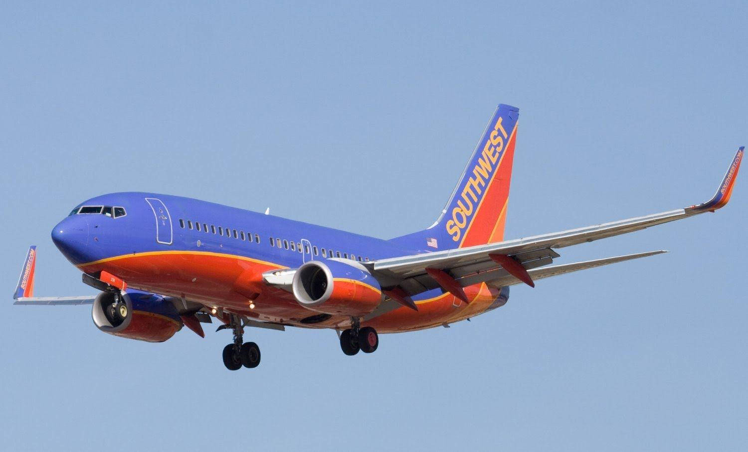 Southwest Airlines Airplane Cruising Background