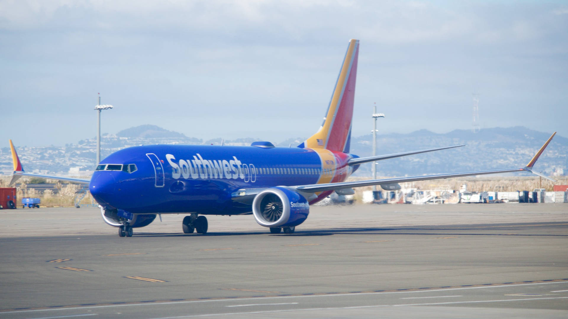 Southwest Airlines Blue Airplane On Runway