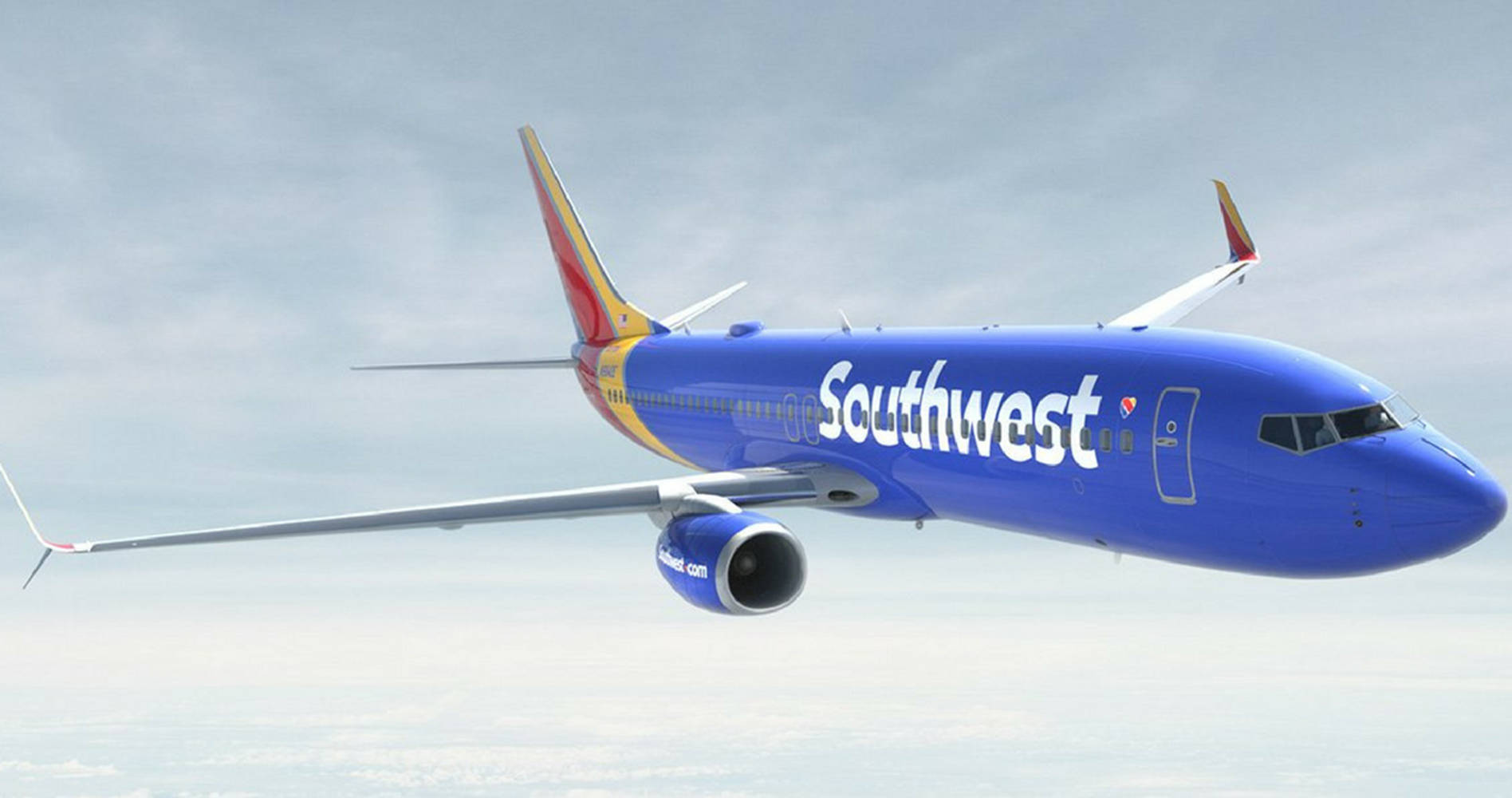 Southwest Airlines Blue Plane Gliding Background