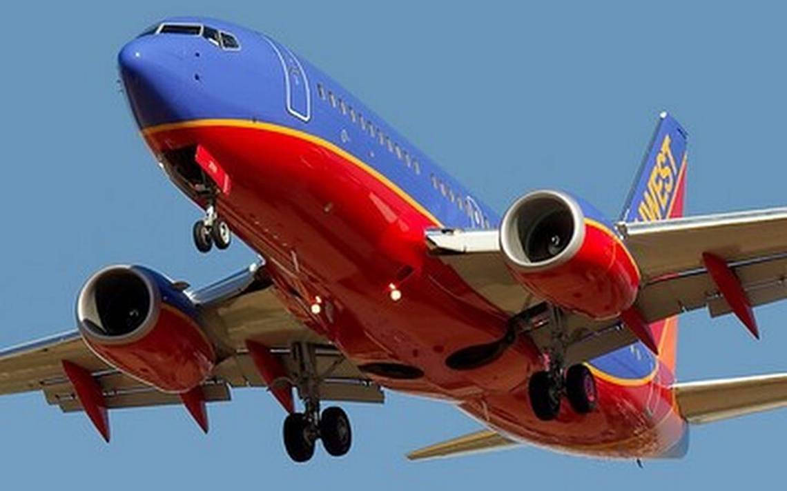 Southwest Airlines' Fleet Soaring In The Vibrant Sunset Sky Background