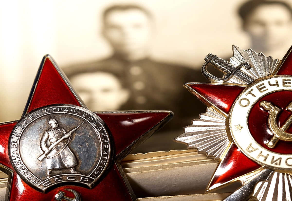 Soviet Military Medalsand Uniform Background