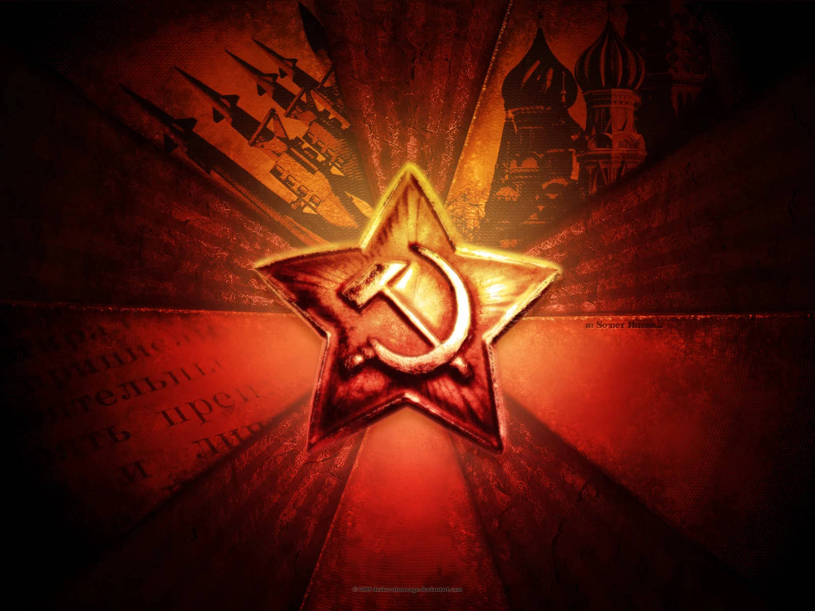 Soviet Union Flag With Churches Logo Background