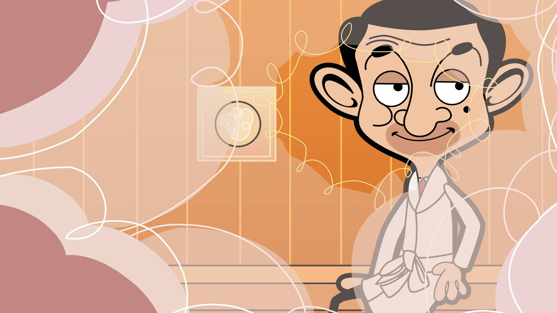 Spa Day Mr. Bean Cartoon Background