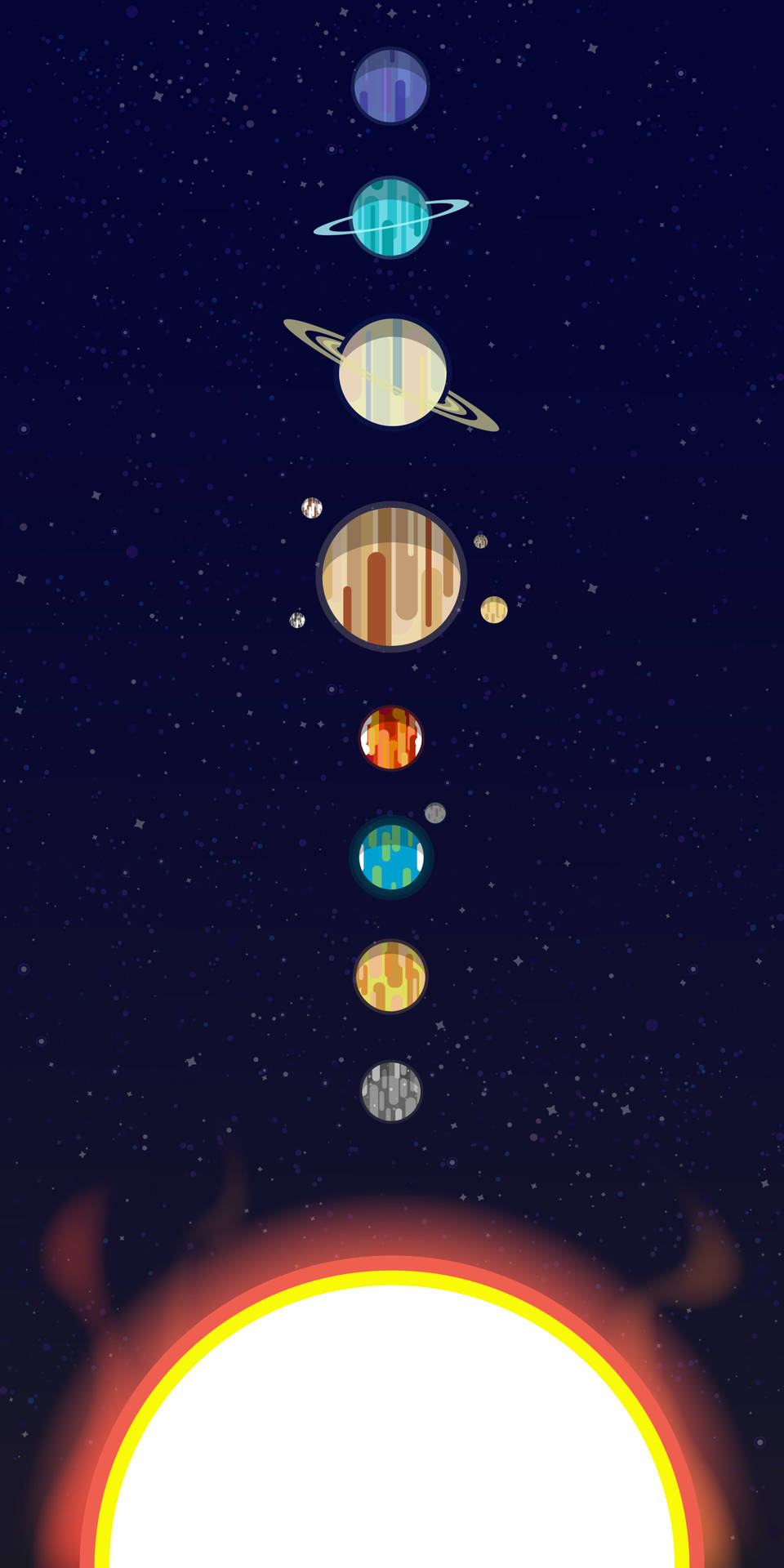 Space Aesthetic Lined-up Planets Background