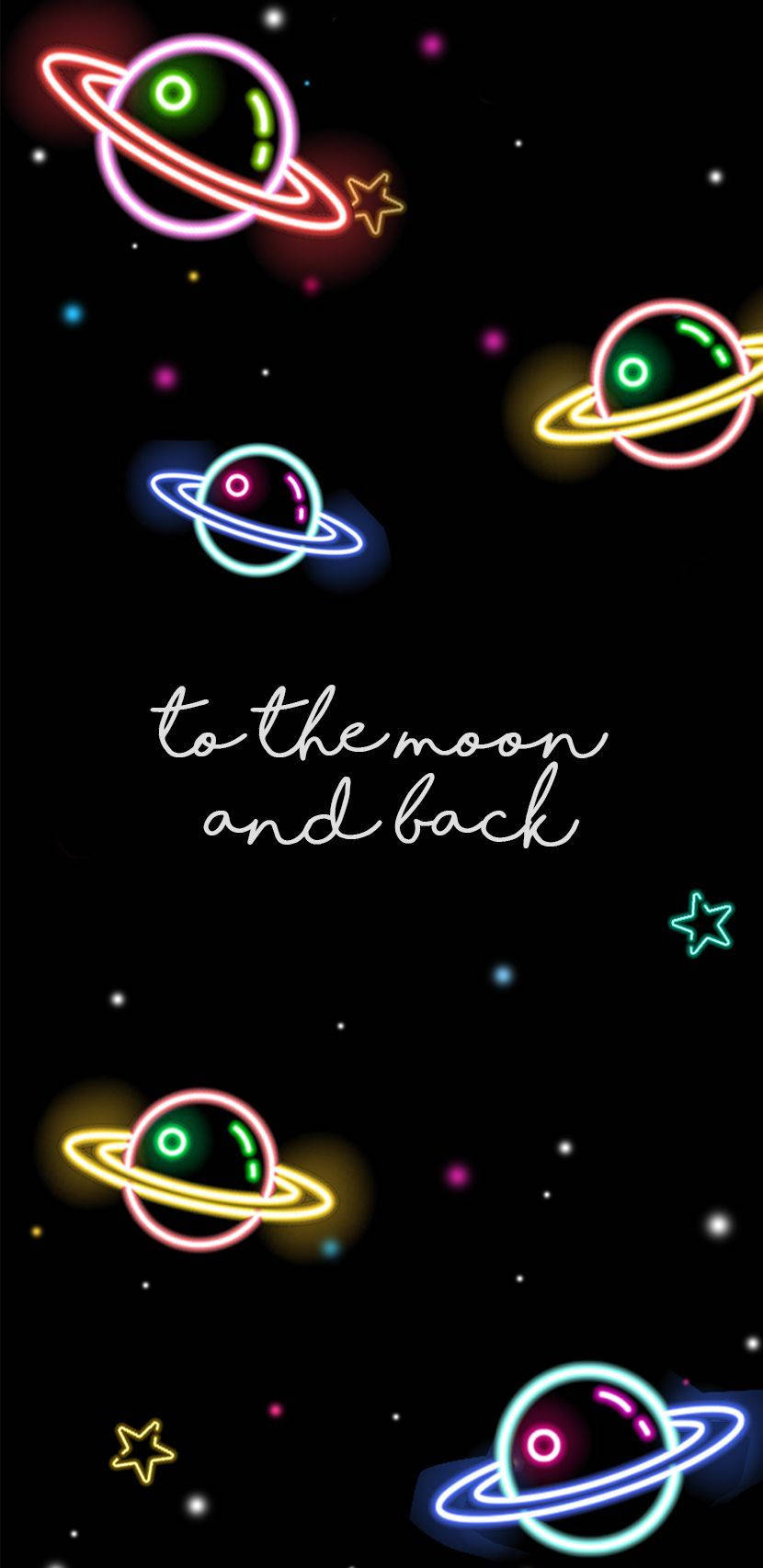 Space Aesthetic Neon Planet Quote Background