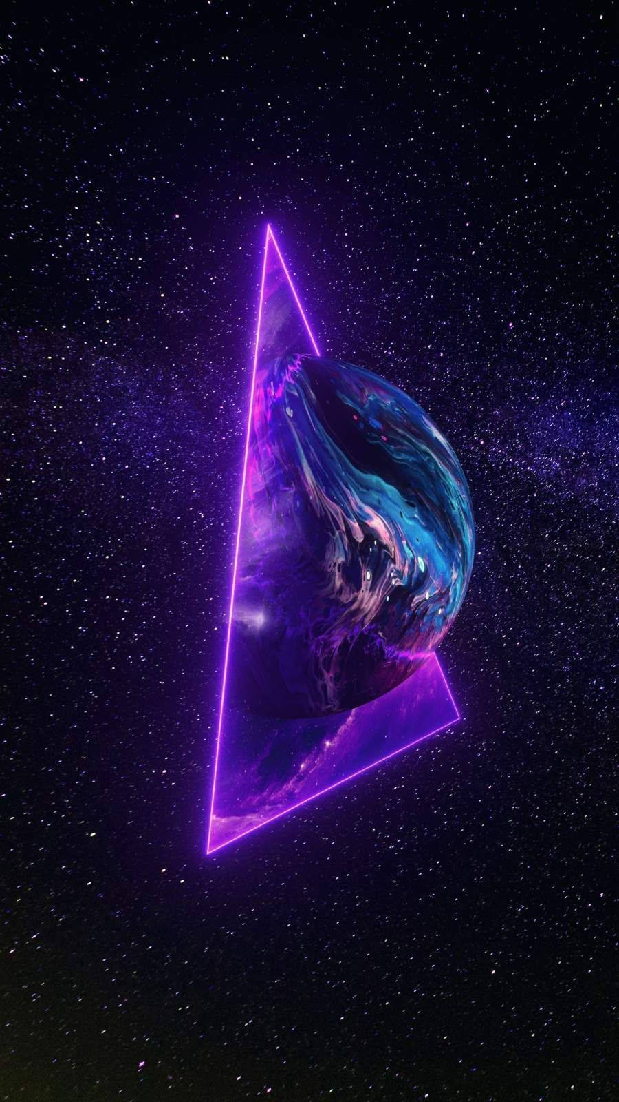 Space Aesthetic Purple Triangle Earth Background
