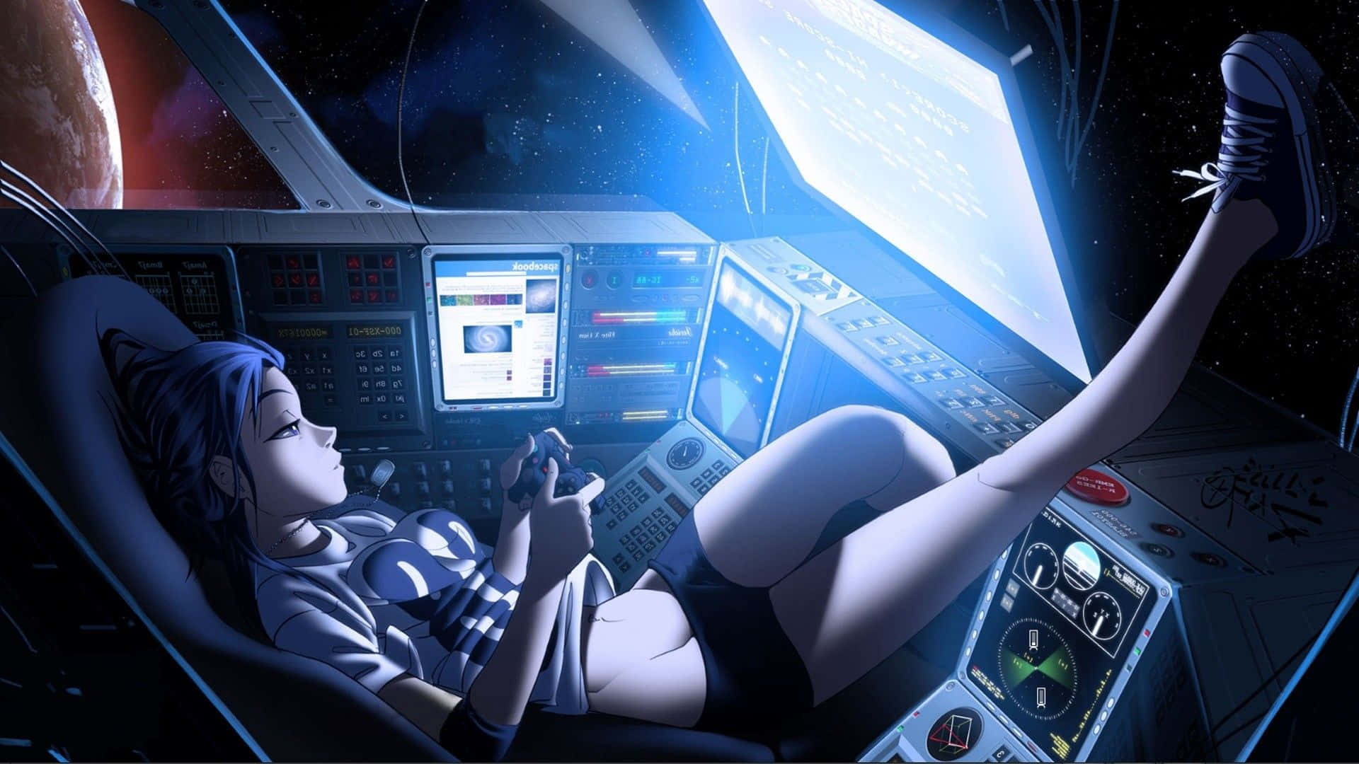 Space Anime Gamer Girl