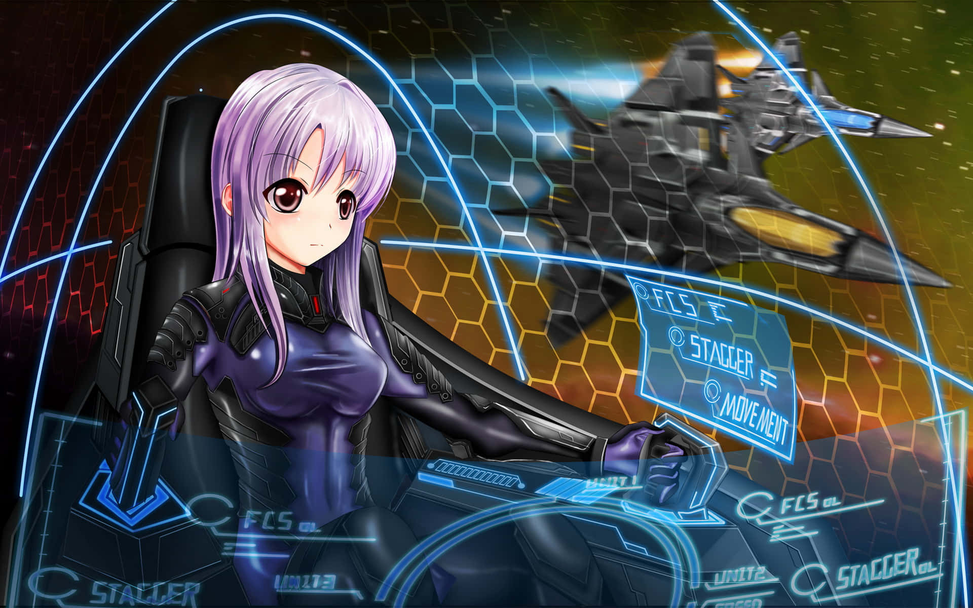 Space Anime Girl Pilot Background