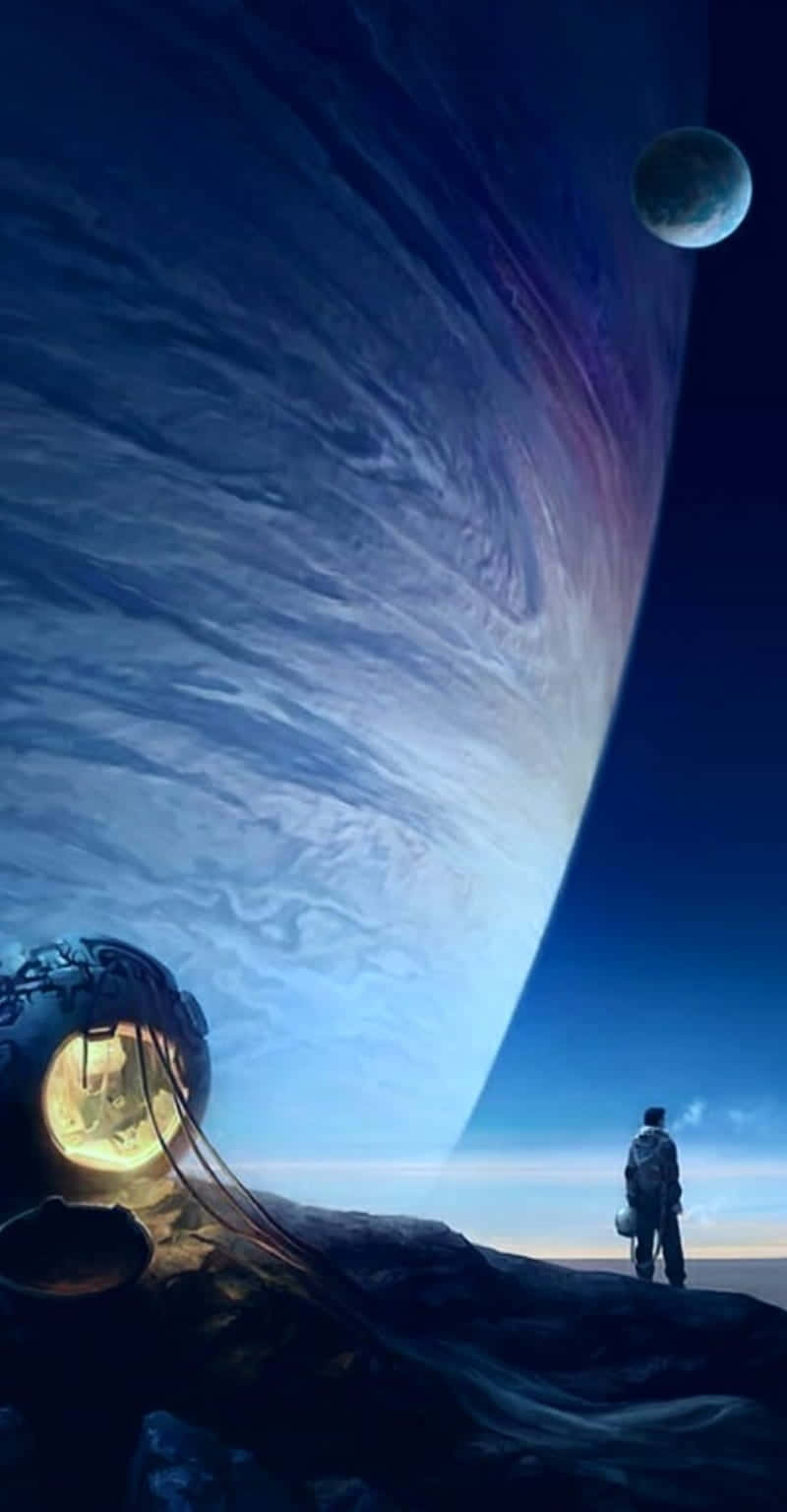 Space Anime Lonely Planet Background