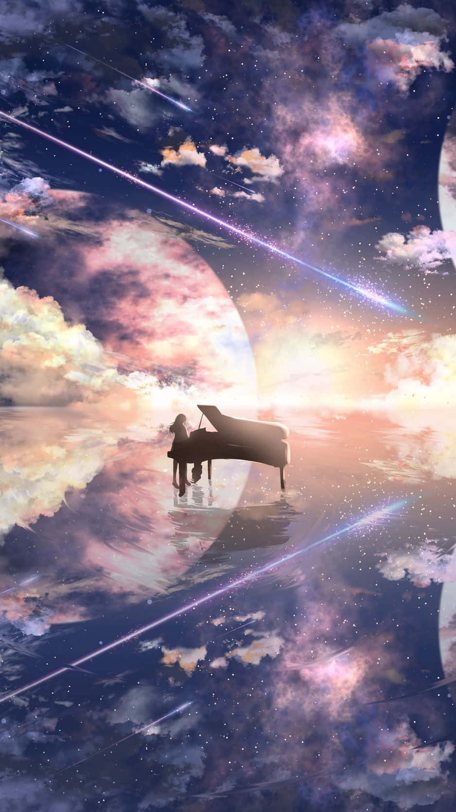 Space Anime Piano Silhouette