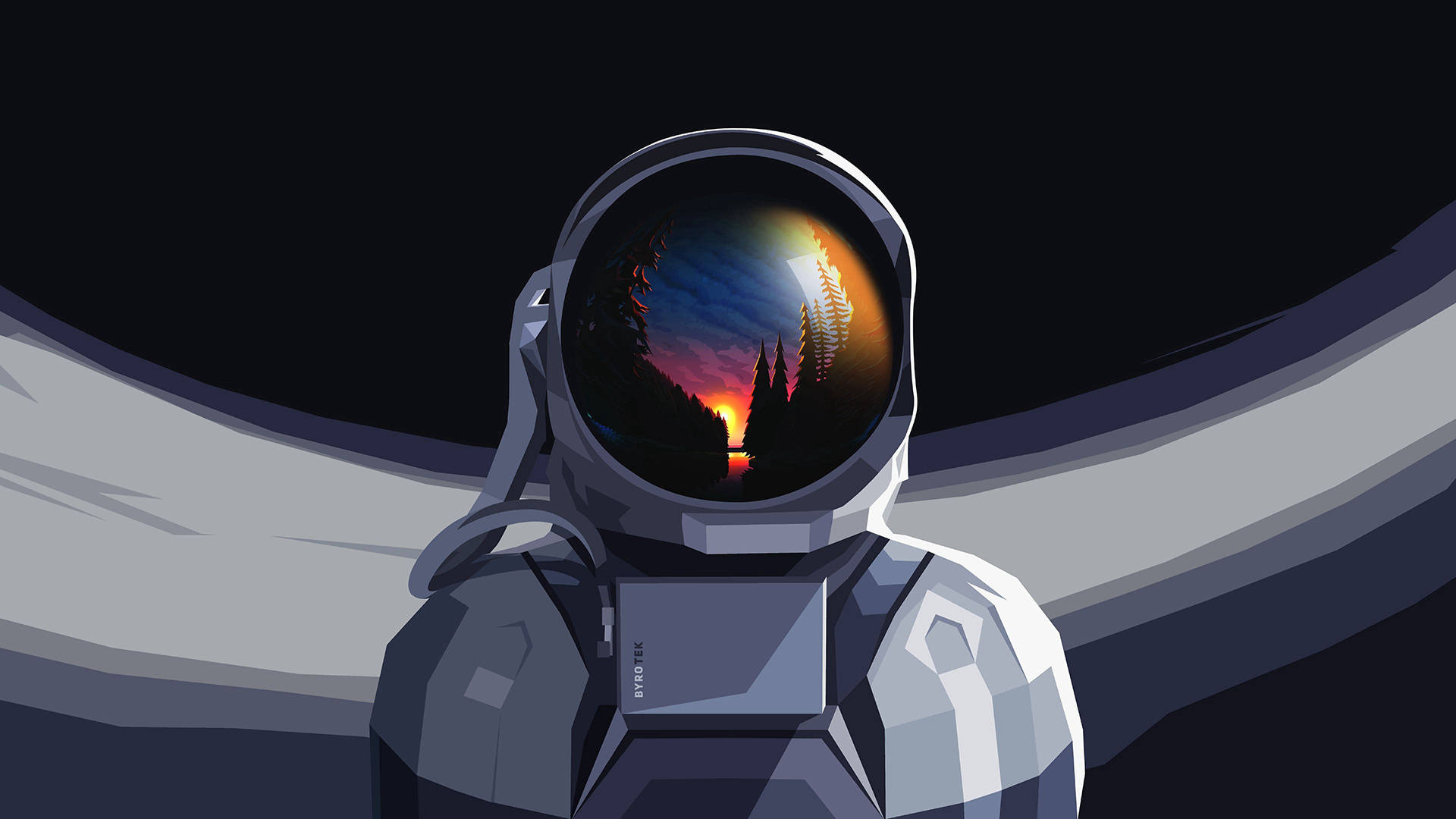 Space Astronauts Sunset Vector Background