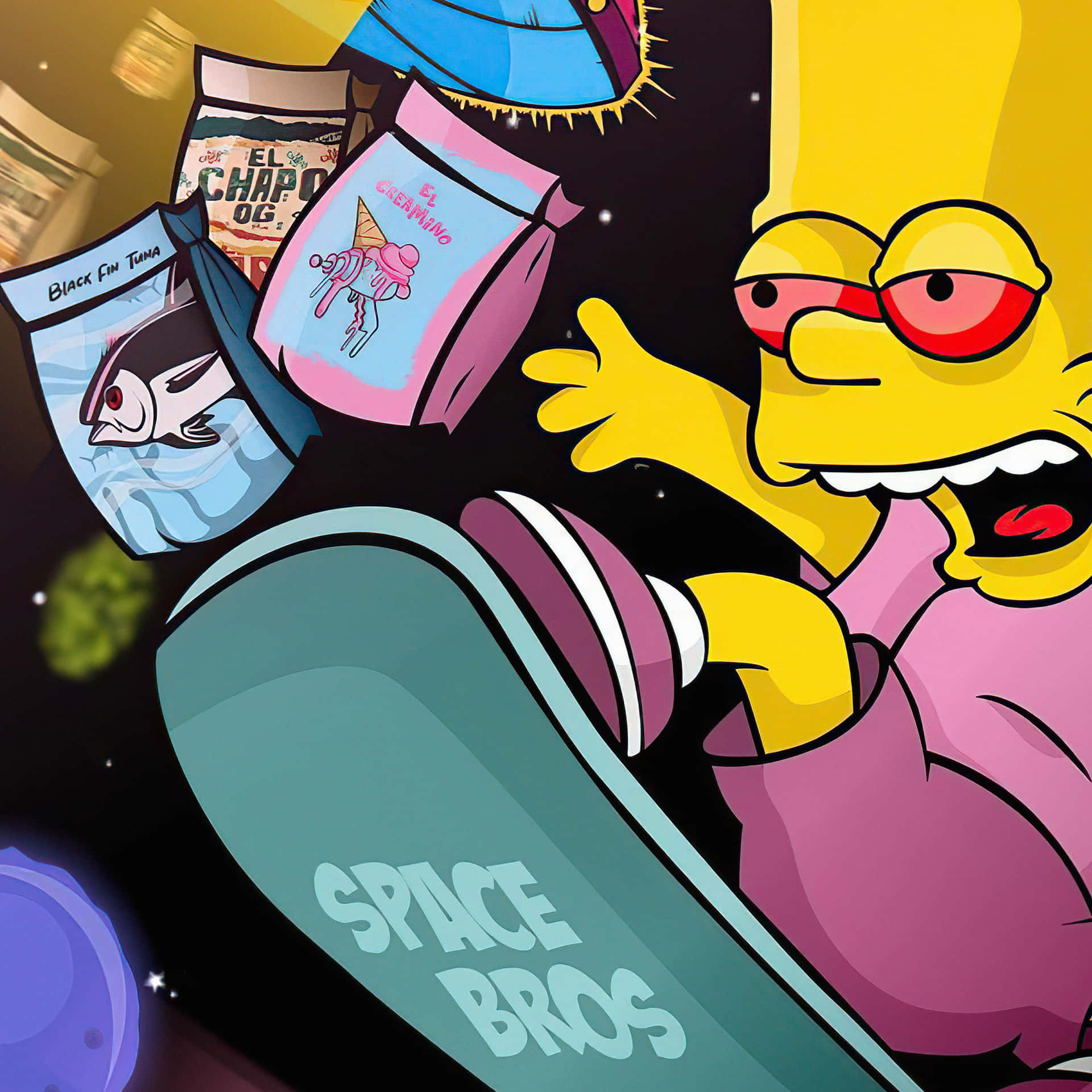 Space Bro Bart Simpson Aesthetic Background