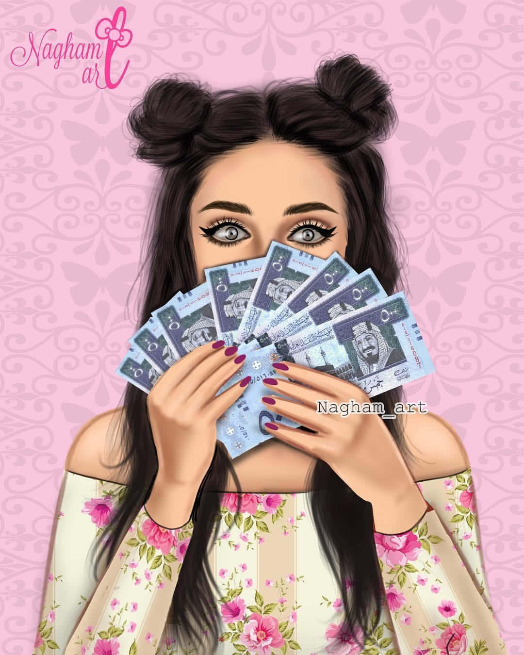 Space Buns Girly Money Background