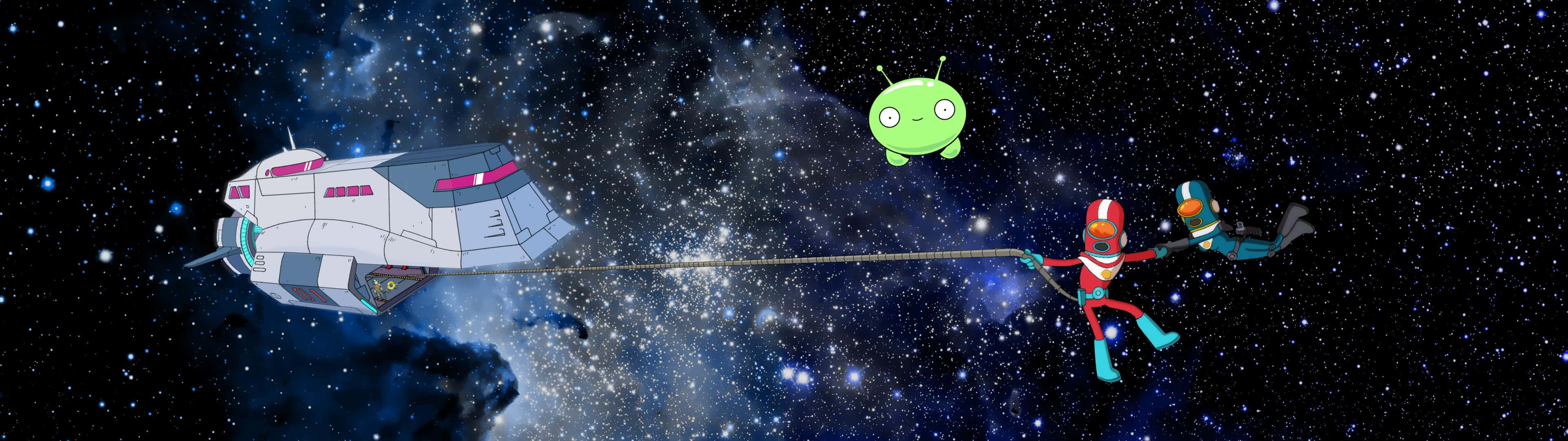 Space Hd 3840x1080 Cartoon Animation Background
