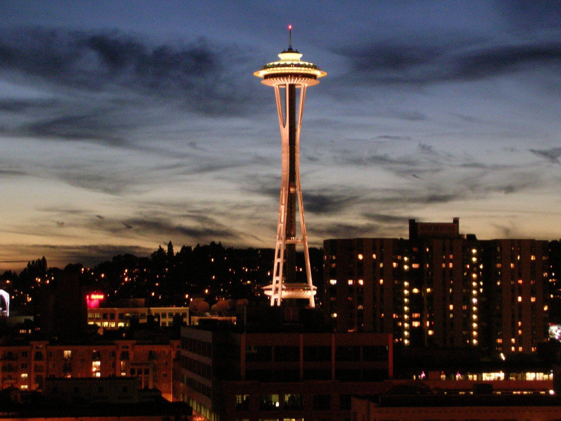 Space Needle Illuminated At Night