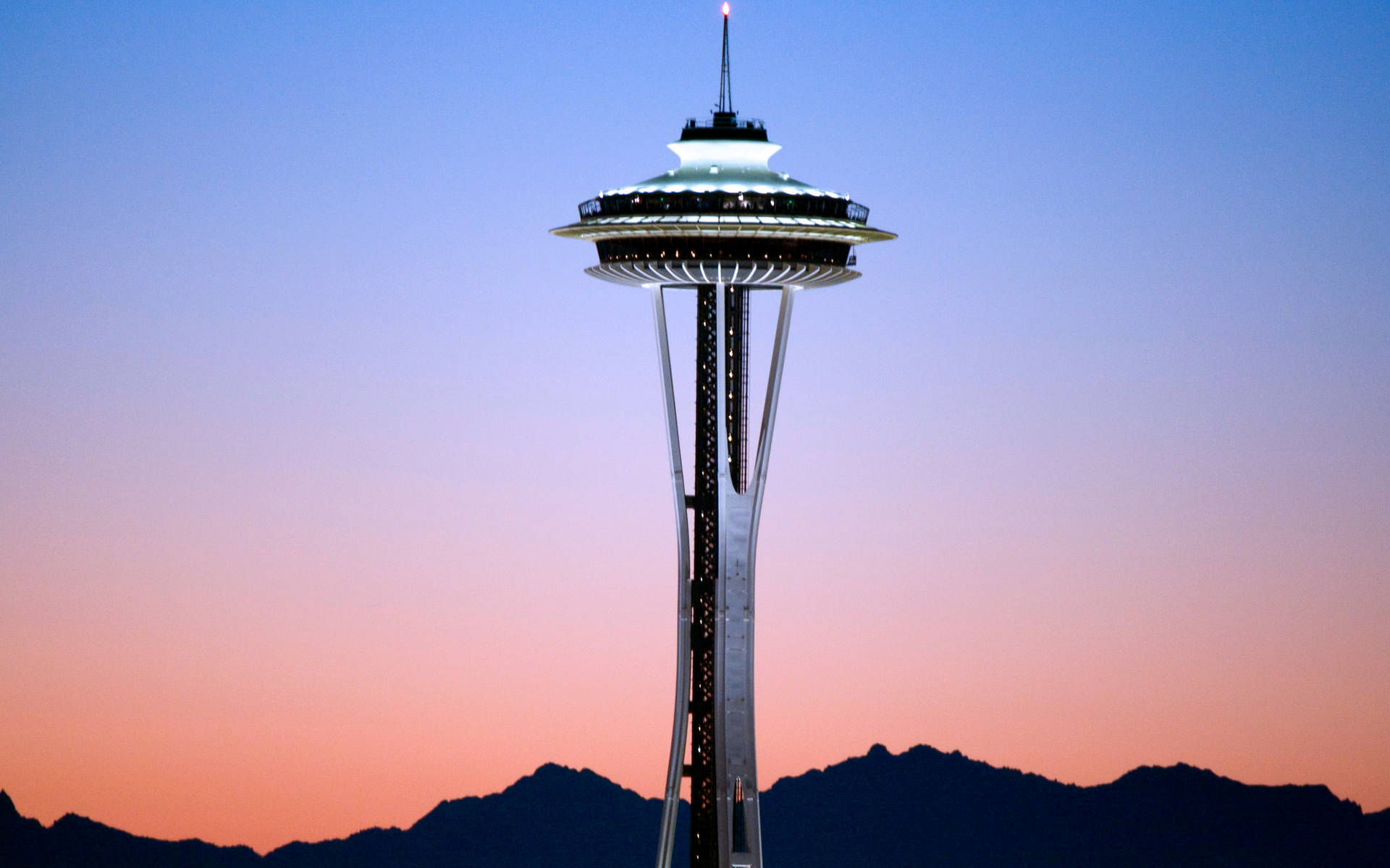 Space Needle Pink Blue Sky Background