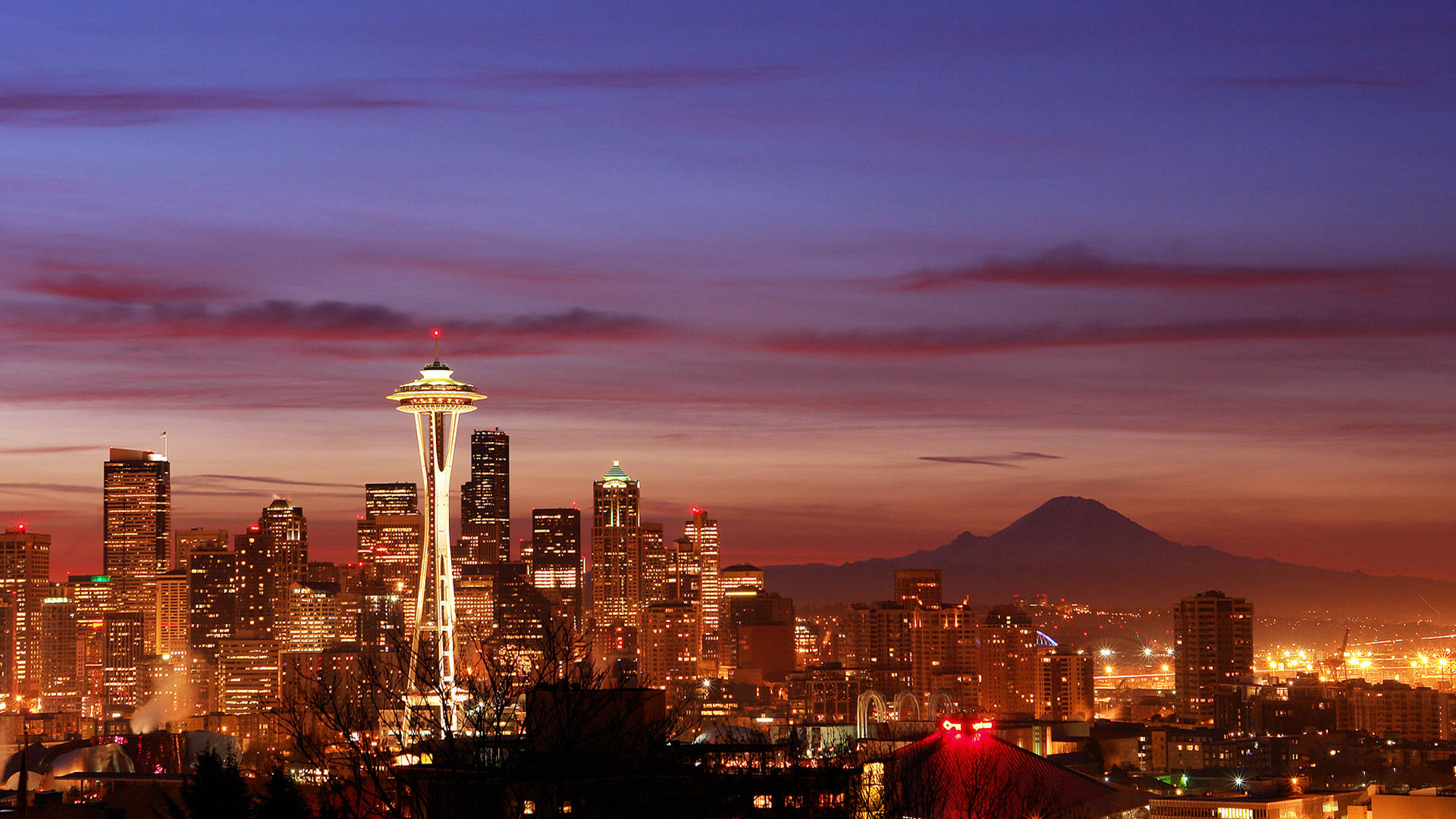 Space Needle Seattle 4k Night View Background