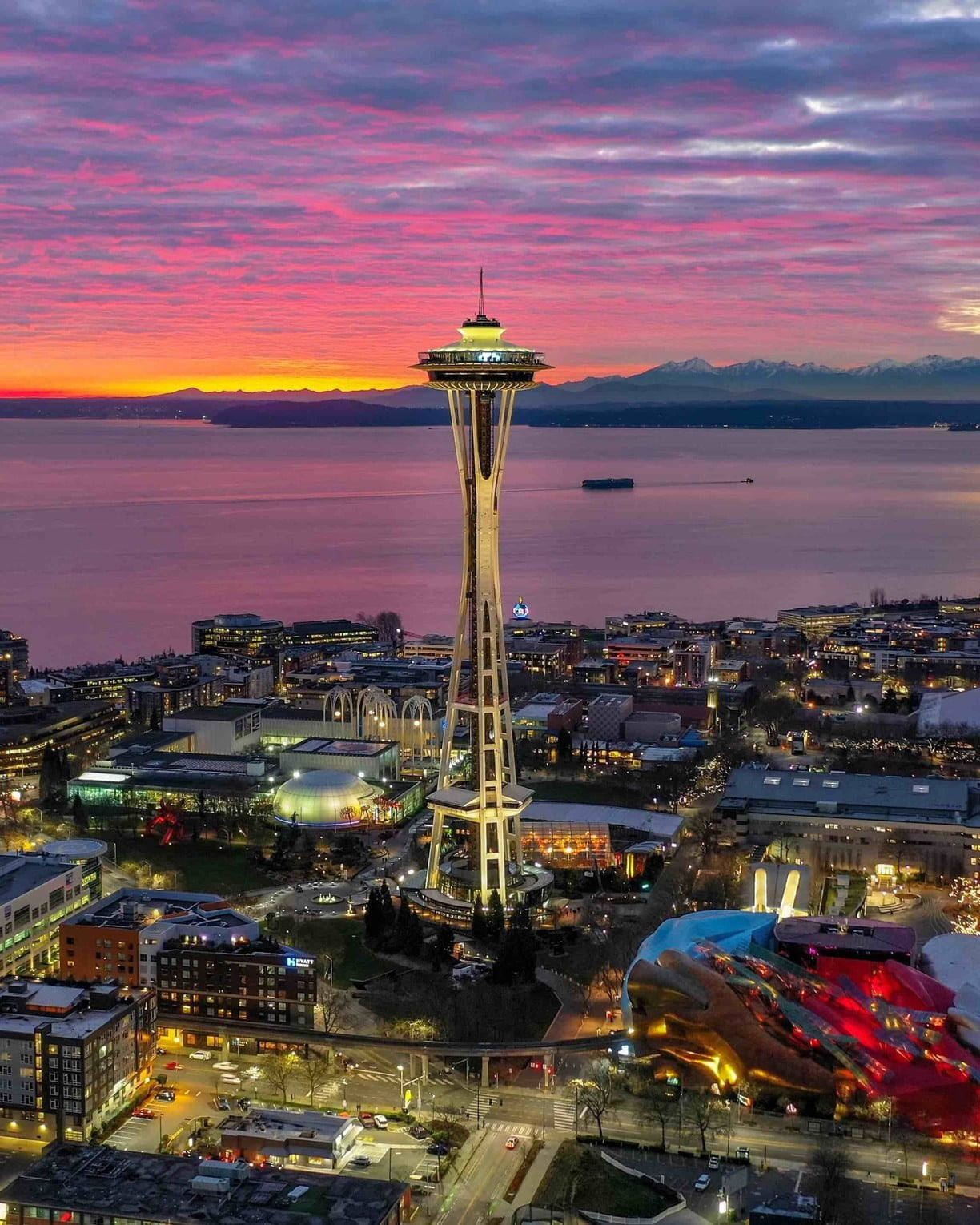 Space Needle Sunset Sound Background