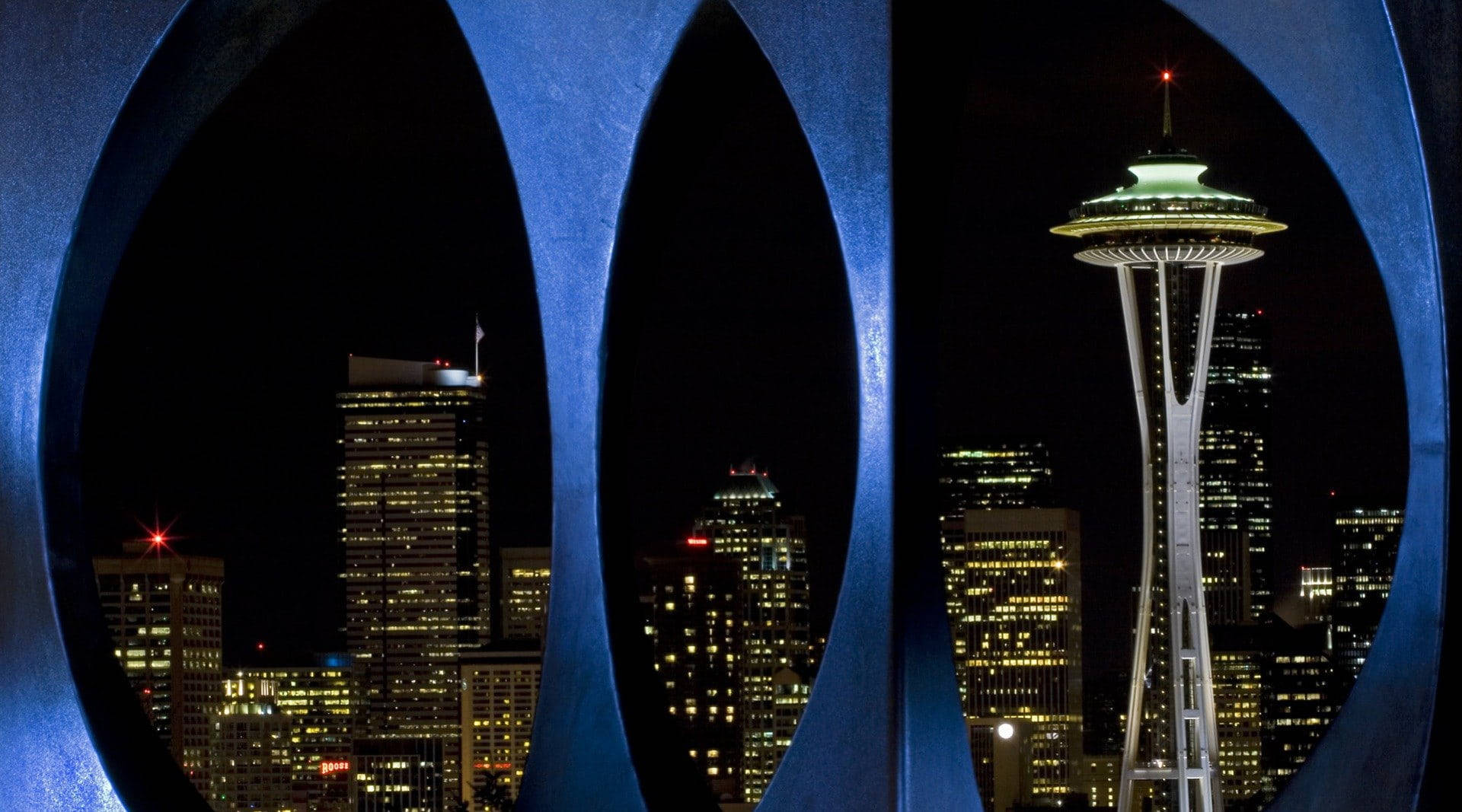 Space Needle Through Window Background