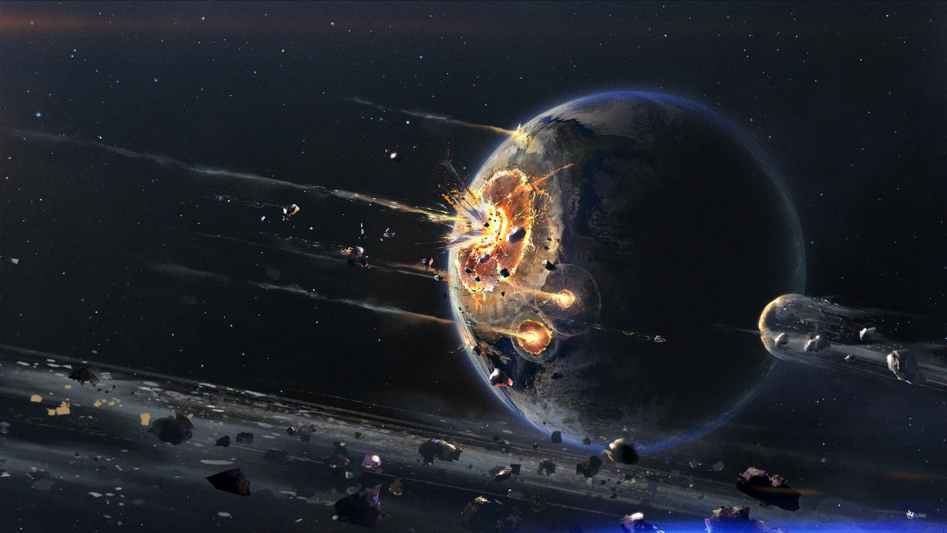 Space Planet Destruction 2560x1440 Background