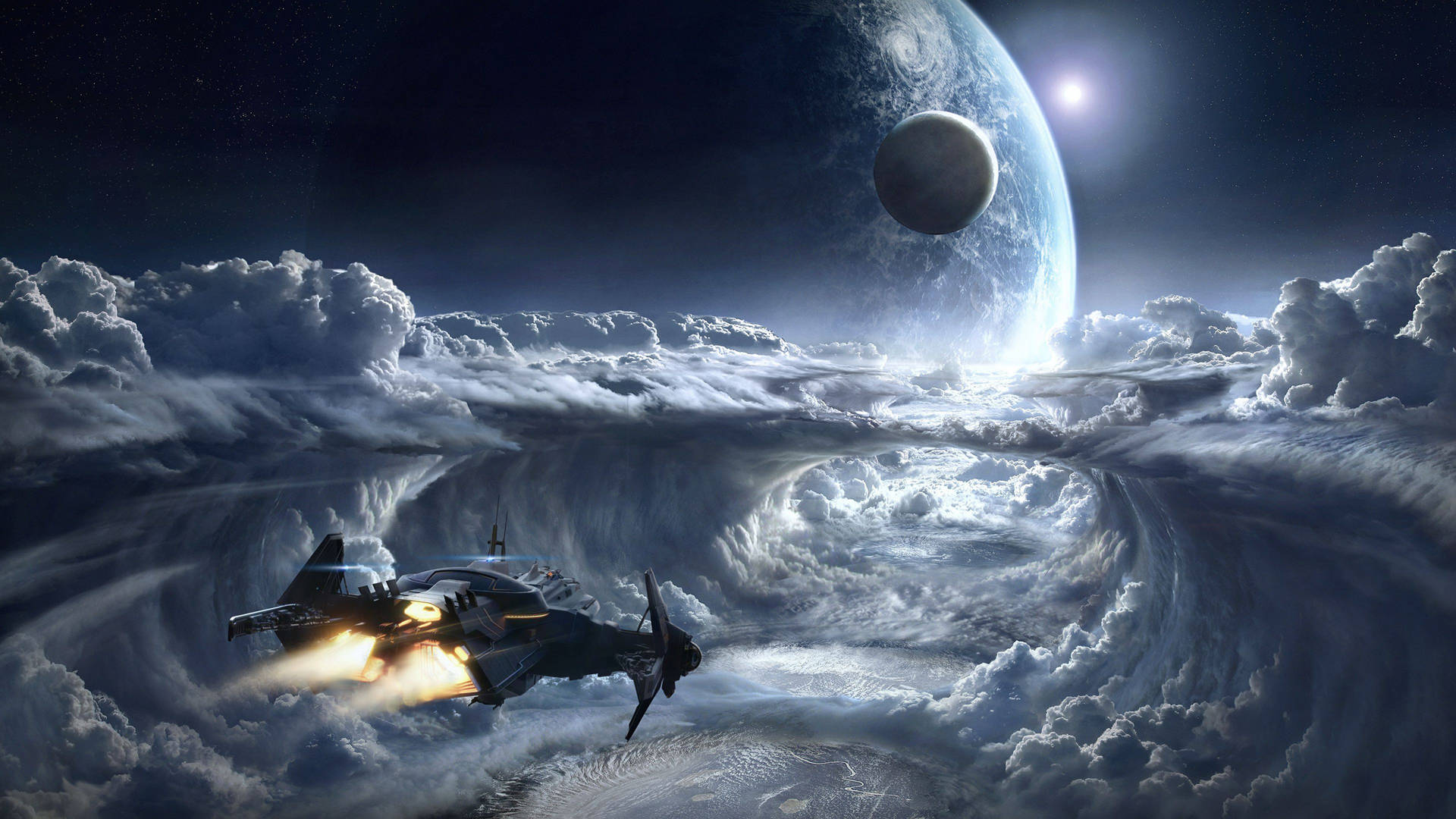 Space Ship Digital Art Background