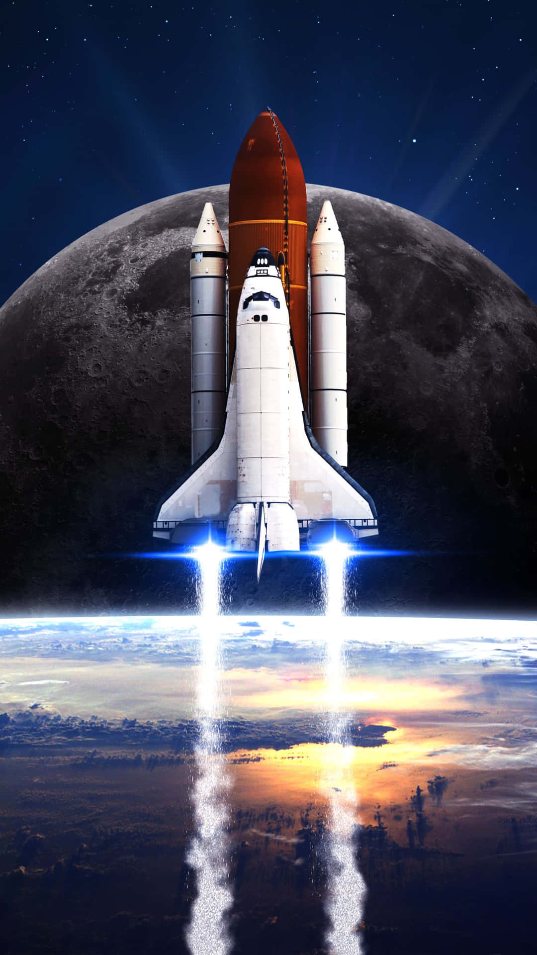 Space Shuttle Blue Flames Background