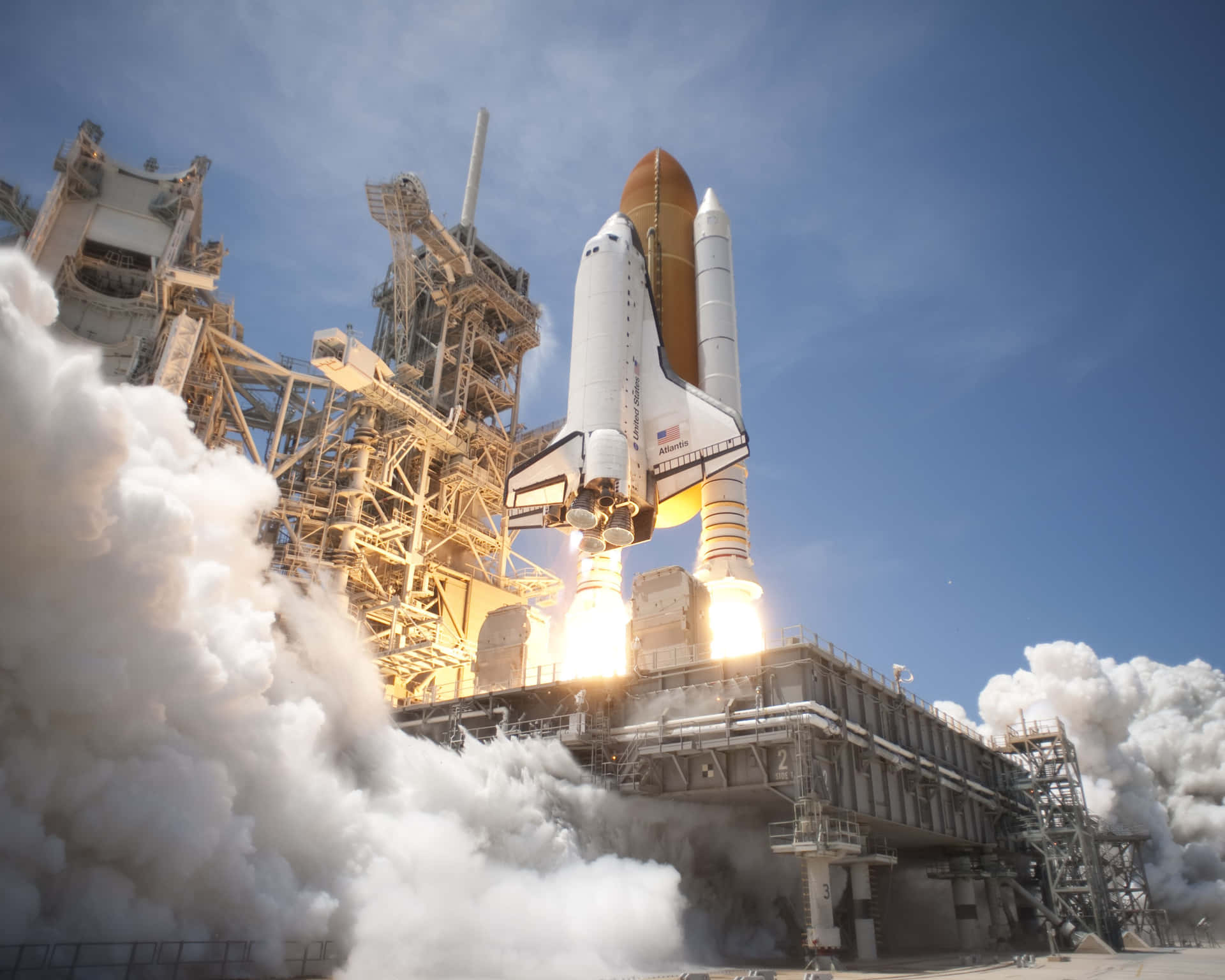 Space Shuttle Faded Blue Sky Background