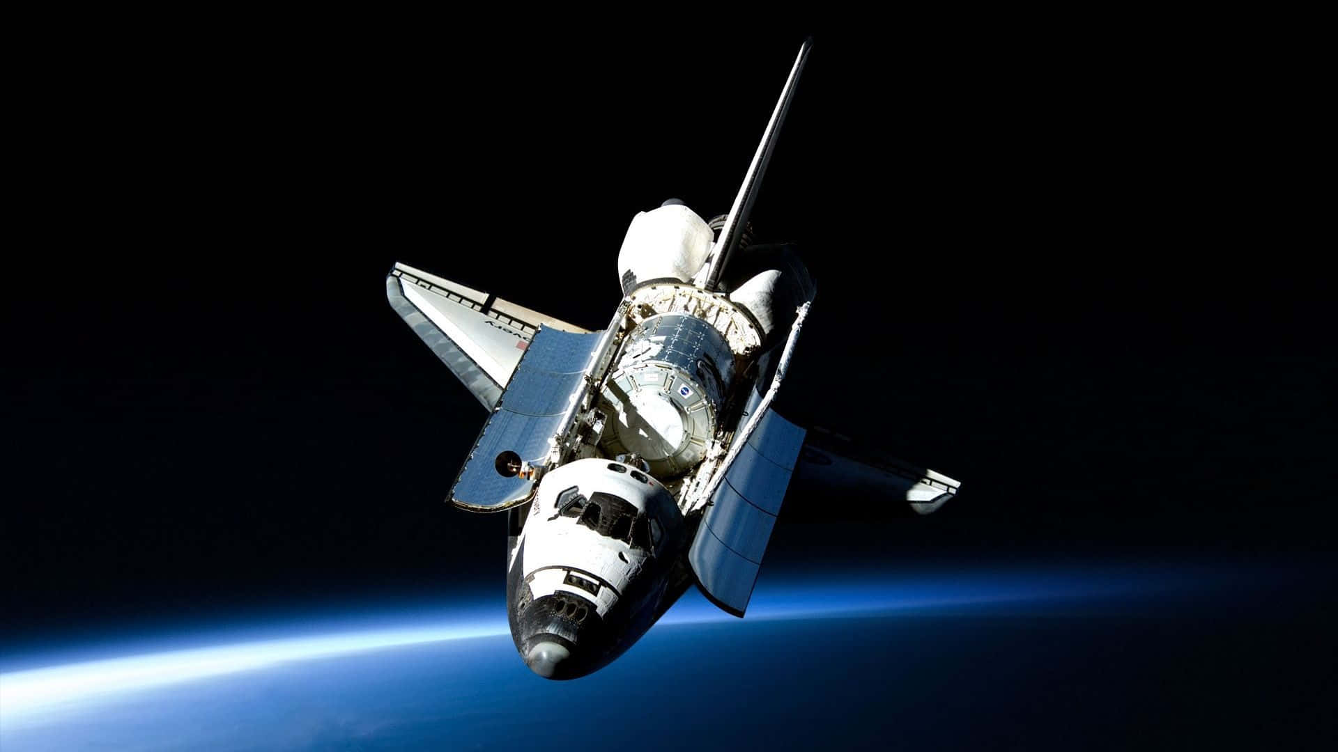 Space Shuttle Flying In Space Background