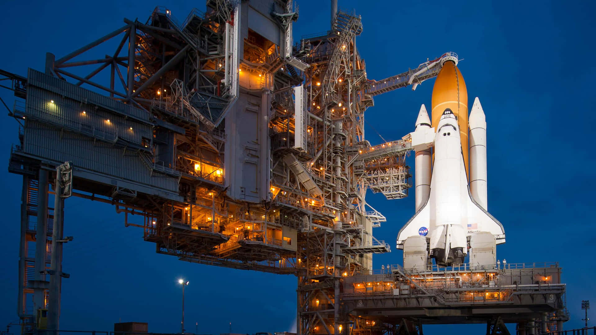 Space Shuttle Tower Orange Lights Background