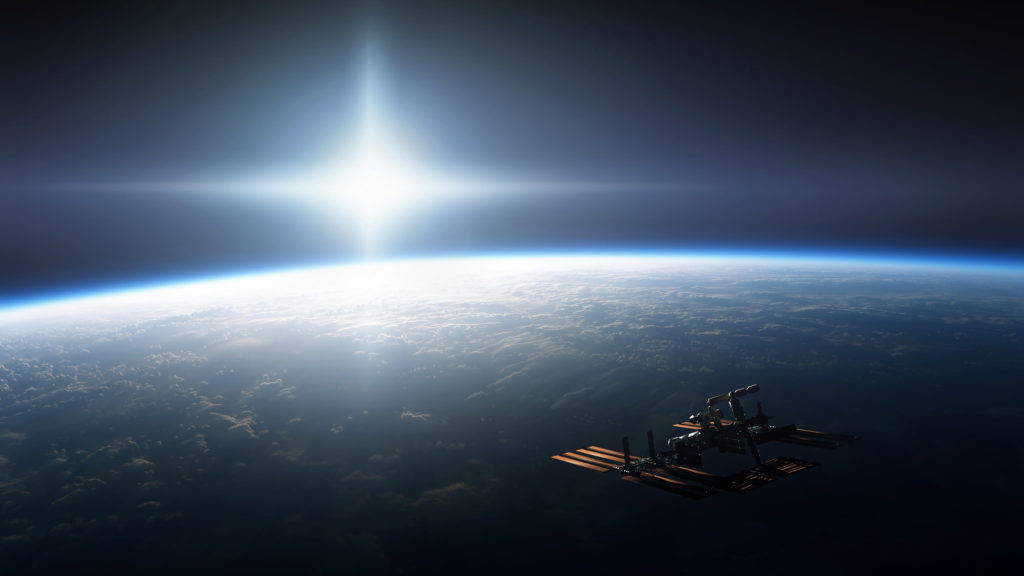 Space Station Orbiting Space Pc Background