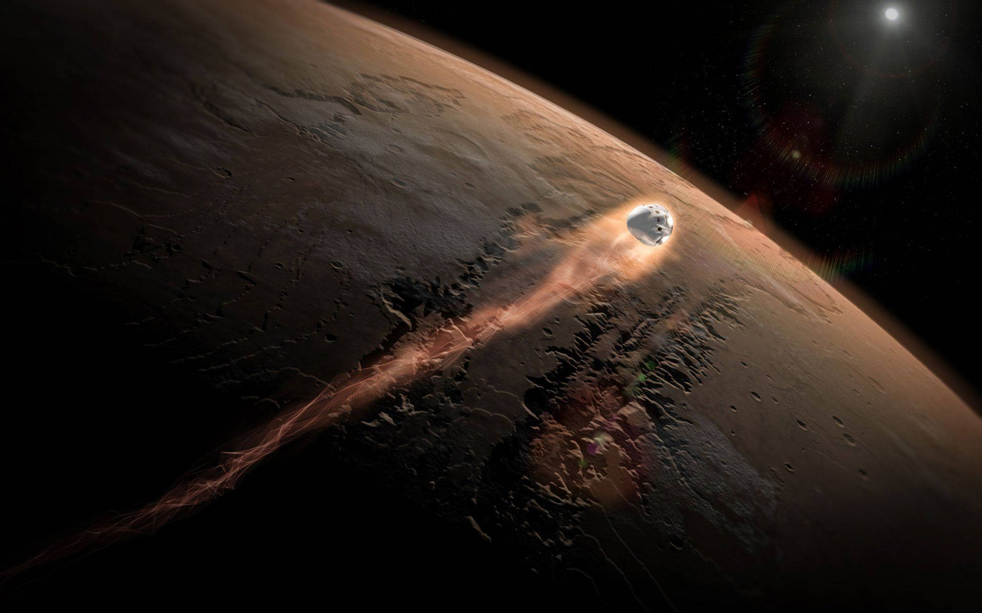 Spacecraft Enters Mars' Atmosphere Background