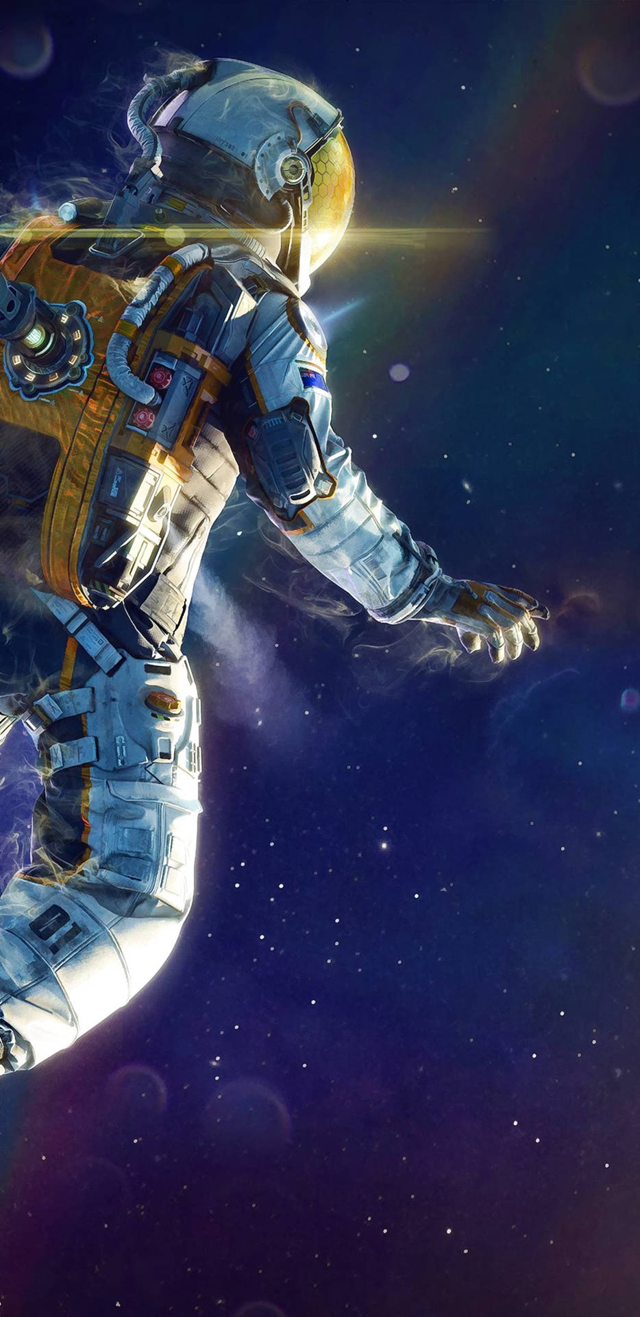 Spaceman Floating About In Space Background