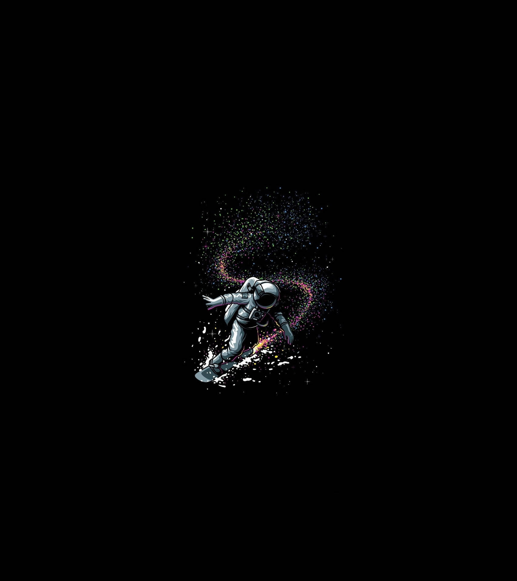 Spaceman Surfing In Space Background