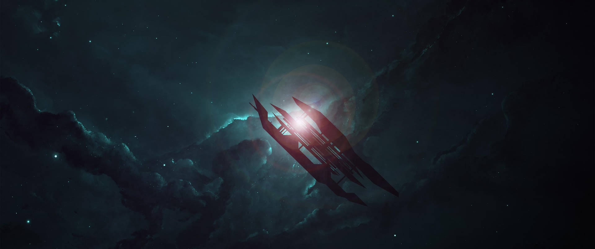 Spaceship In The Dark Background