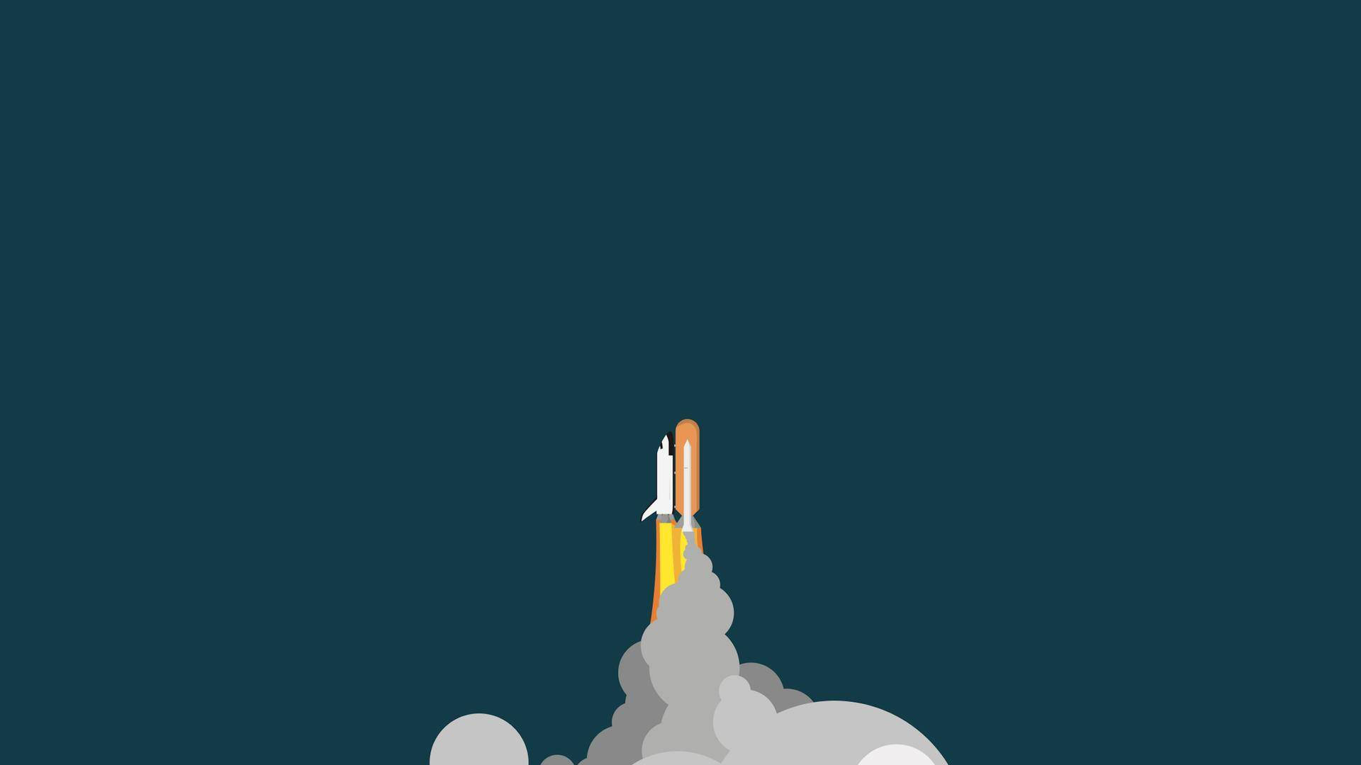 Spaceship Launch Minimalist Ipad Background