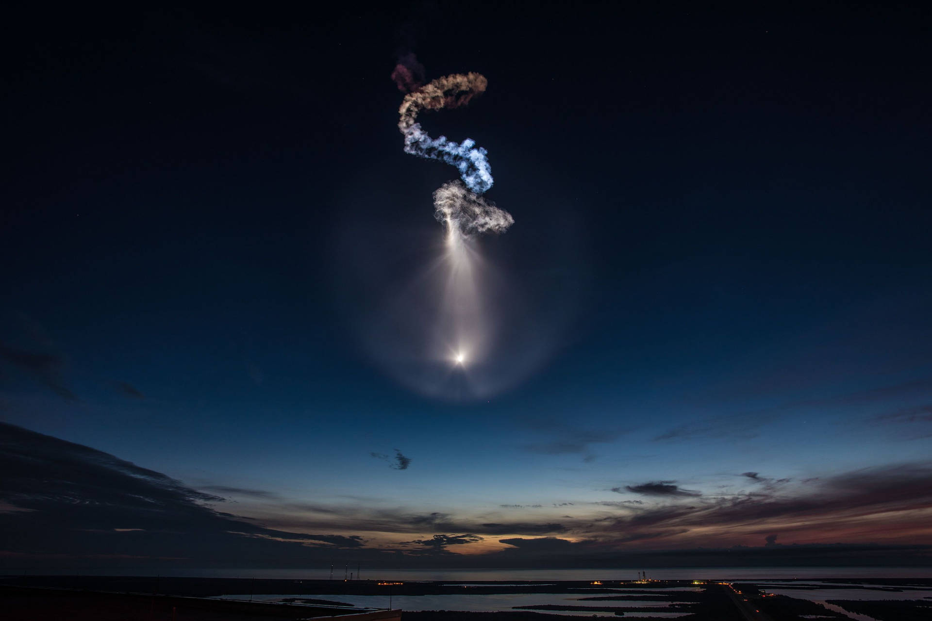 Spacex Rocket Long Exposure Background