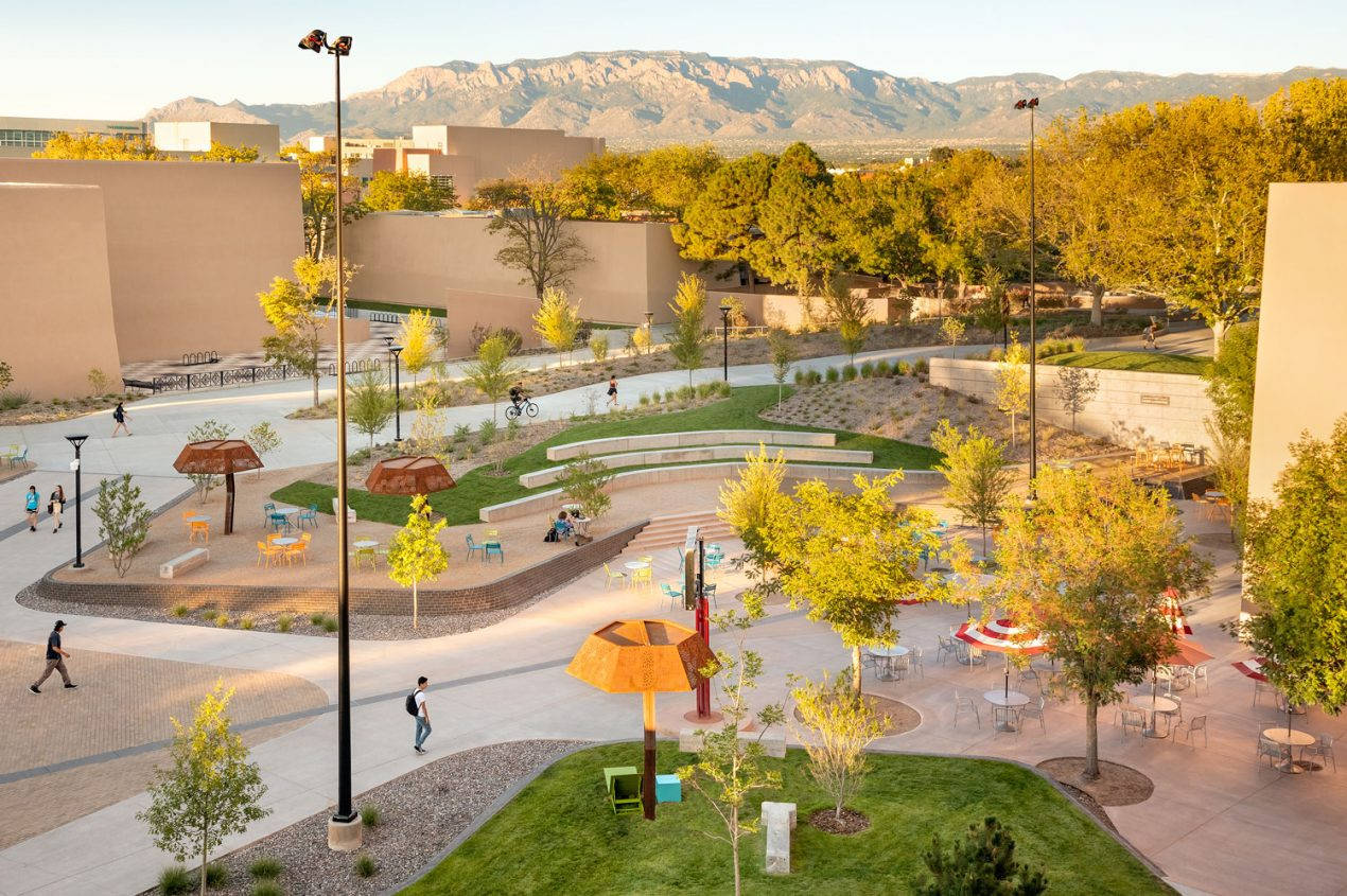 Spacious Smith Plaza At The University Of New Mexico. Background