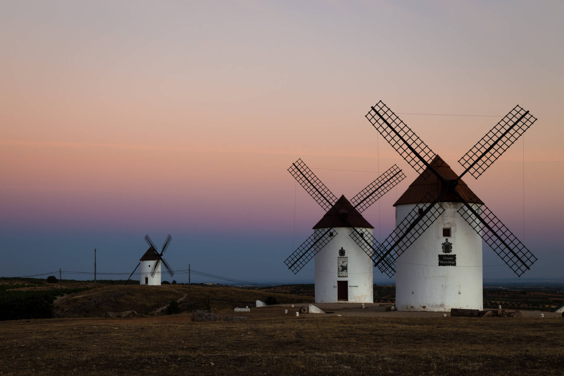 Spain Campo De Criptana Windmills Background