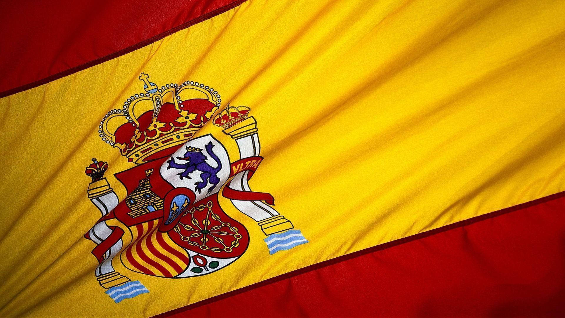 Spain Flag Red Yellow Coat Of Arms Background
