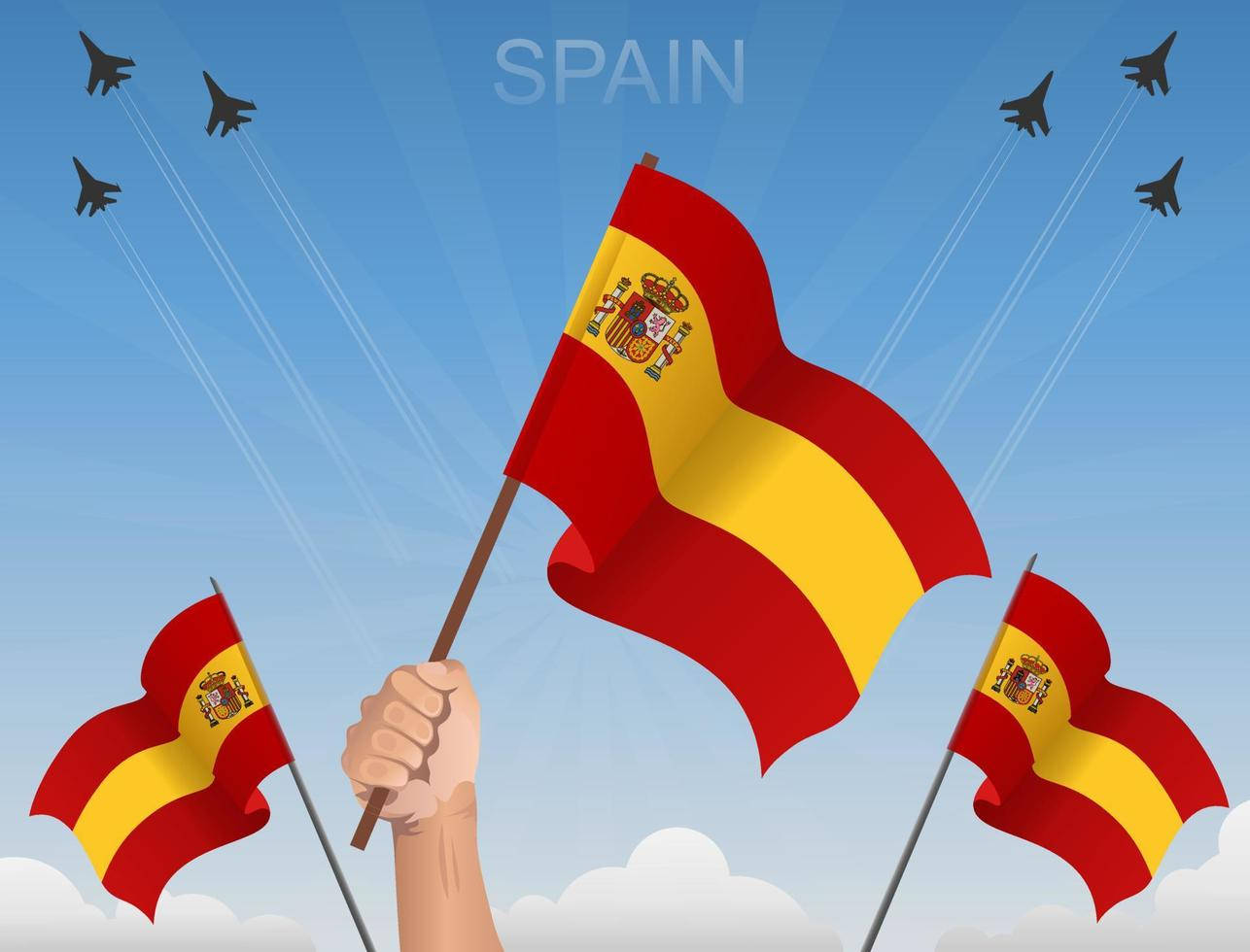 Spain Flags Vector Art Background