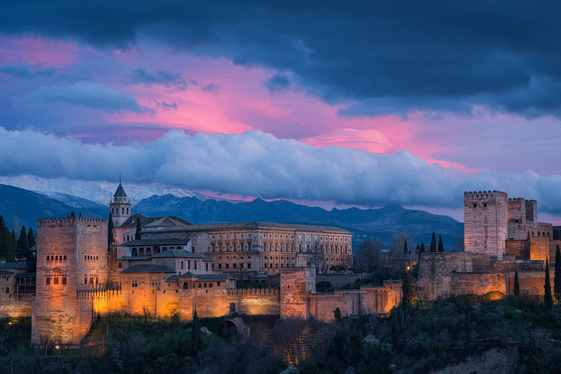 Spain Granada Alhambra Night