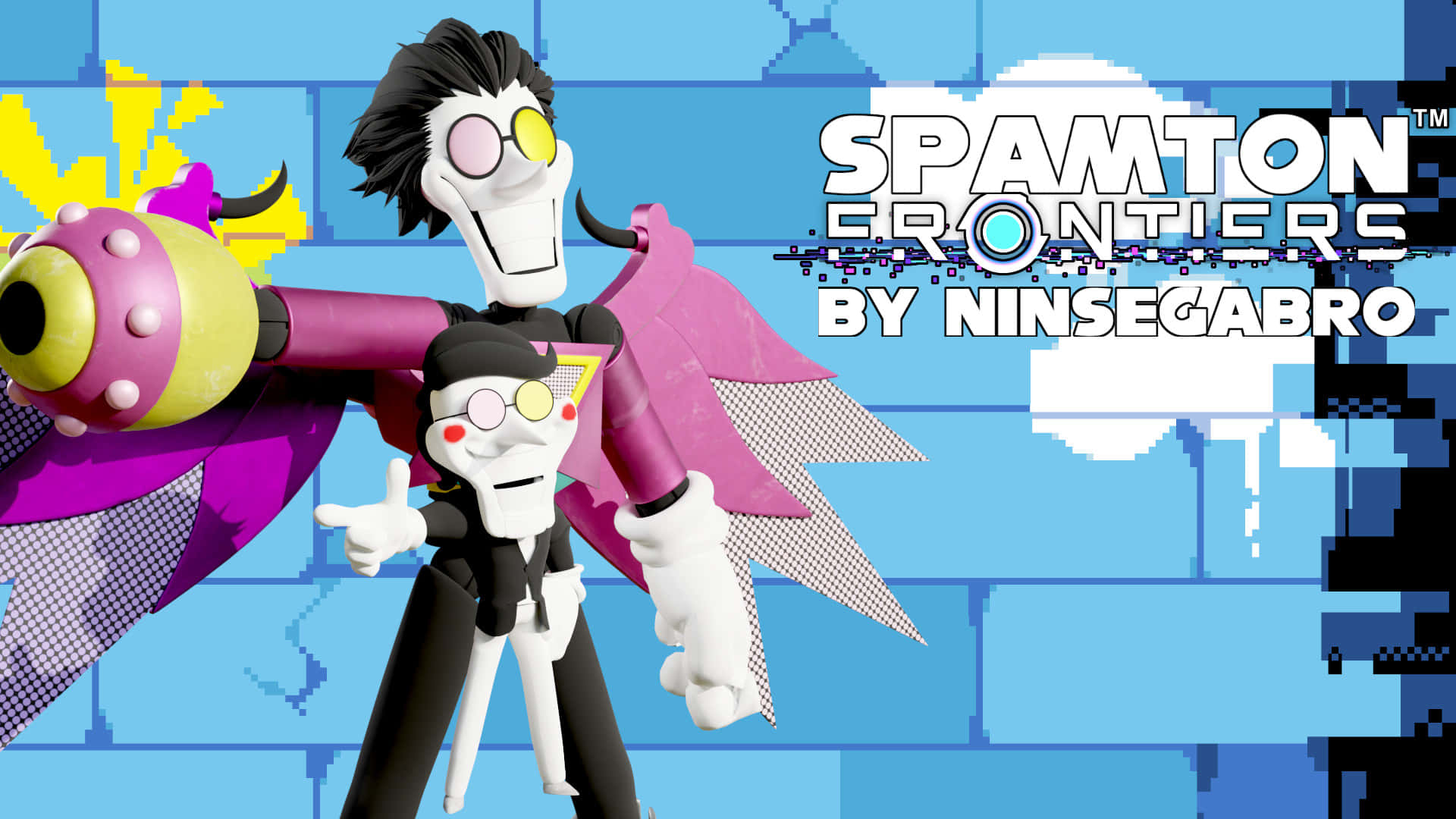 Spamton From Deltarune In A Dynamic Pose Background