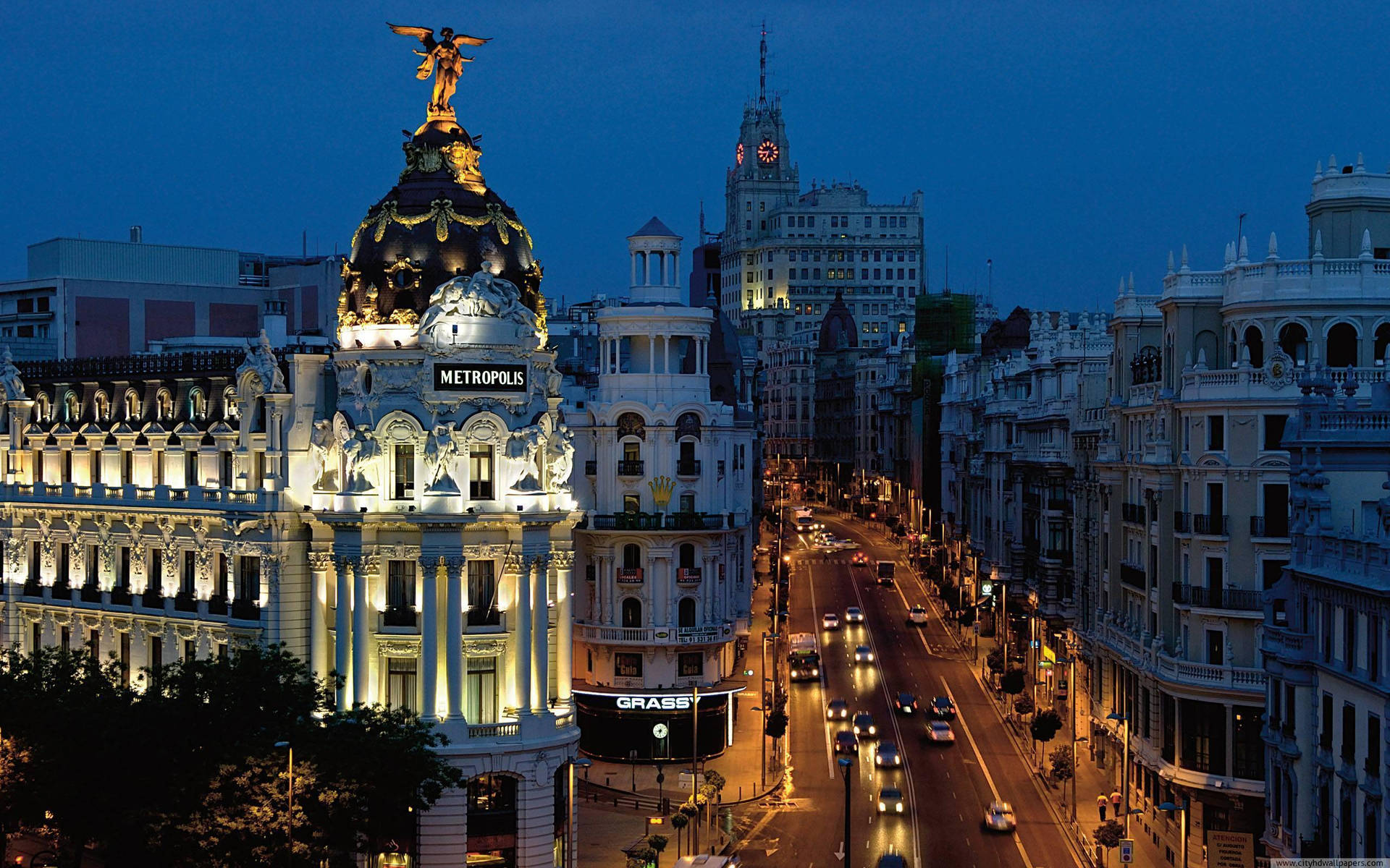 Spanish Broadway Madrid Gran Via Background