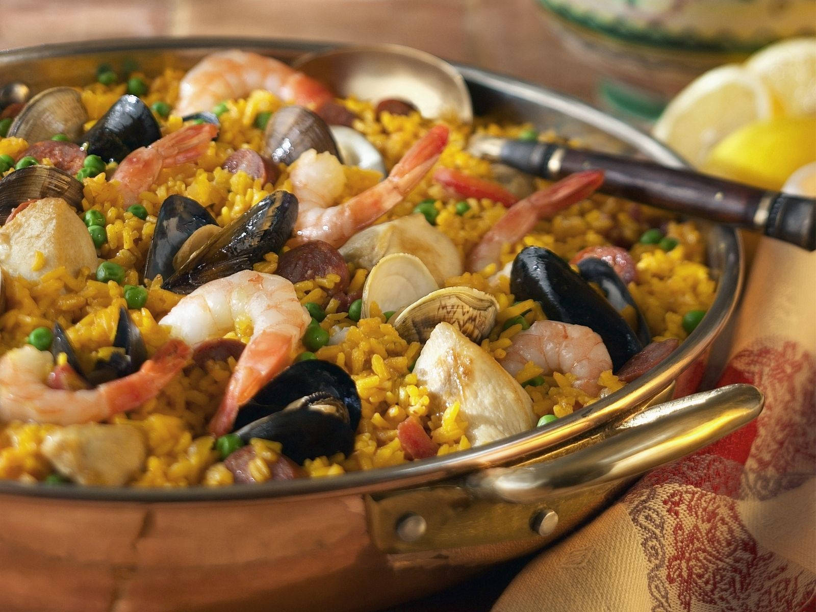 Spanish Paella Mixed Rice Dish Background